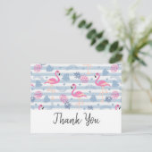 Whimsical Flamingo & Pineappmuster Vielen Dank Postkarte (Stehend Vorderseite)