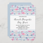 Whimsical Flamingo & Pineapse Muster Kinderdusche Einladung (Vorne/Hinten)