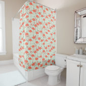 Whimsical Flamingo | Tropical Bathroom Coral Duschvorhang (Beispiel)