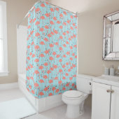 Whimsical Flamingo | Tropical Bathroom Retro Miami Duschvorhang (Beispiel)