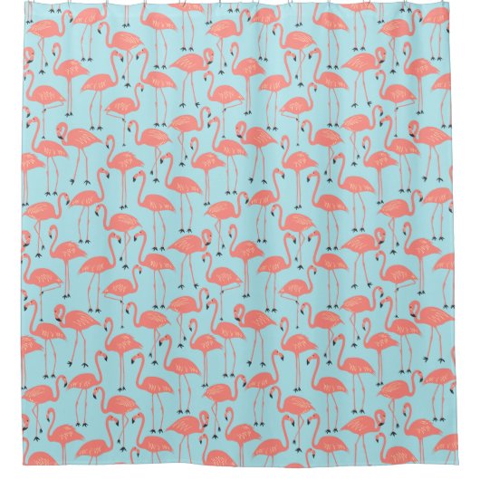 Whimsical Flamingo | Tropical Bathroom Retro Miami Duschvorhang (Vorderseite)