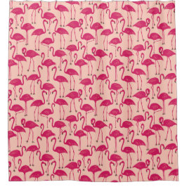Whimsical Flamingo | Tropisches Badezimmer in Hell Duschvorhang