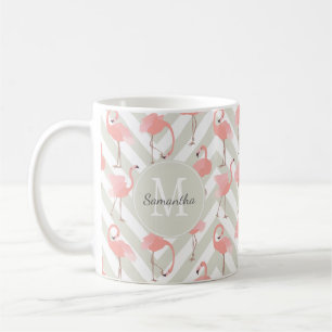 Whimsical Flamingos Muster mit Monogramm Kaffeetasse