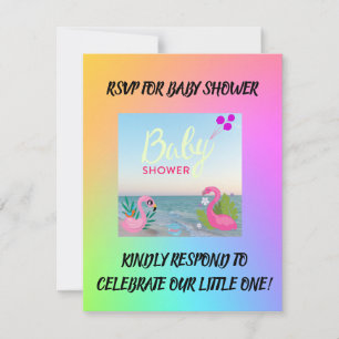Whimsical Flamingos & Ocen-Themed Baby Dusche RSVP Karte