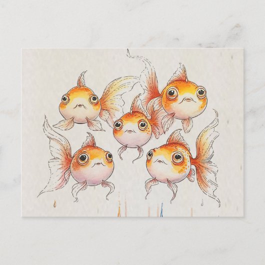Whimsical Floating Goldfish Postkarte (Vorderseite)