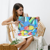 Whimsical Floating Multicolored Umbrellas Leinwanddruck