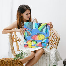 Whimsical Floating Multicolored Umbrellas