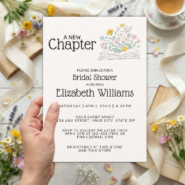 Whimsical Floral A New Chapter Bridal Shower  Einladung