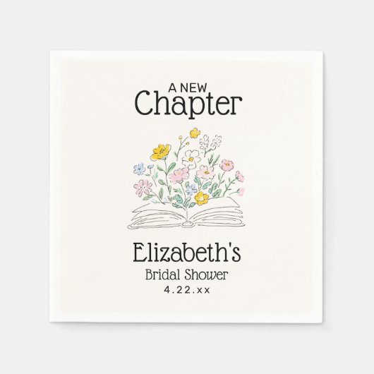 Whimsical Floral A New Chapter Bridal Shower  Serviette (Vorderseite)
