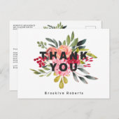 Whimsical Floral Abschluss Danke Postcard Postkarte (Vorne/Hinten)