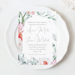 Whimsical Floral and Calligraphy Wedding Einladung