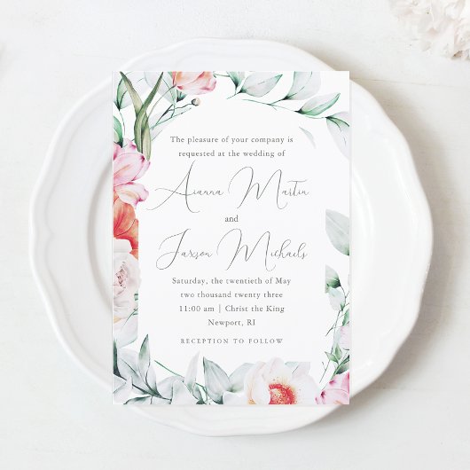 Whimsical Floral and Calligraphy Wedding Einladung