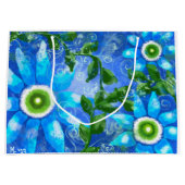 Whimsical Floral Aquamarin Blue Green Daisy Daisie Große Geschenktüte (Vorderseite)