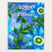 Whimsical Floral Aquamarin Blue Green Daisy Daisie