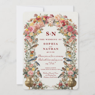 Whimsical Floral Arch Hochzeit Einladung mit Bird