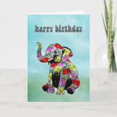 Whimsical Floral Baby Elephant Birthday Card Karte (Vorderseite)