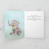 Whimsical Floral Baby Elephant Birthday Card Karte (Innenseite)