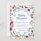 Whimsical Floral Baby in Bloom Baby Dusche Einladung (Vorderseite)