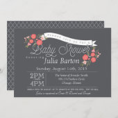 Whimsical Floral Baby Shower Einladung, Rosey Einladung (Vorne/Hinten)