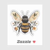 Whimsical Floral Bee Vinyl Sticker (Blatt)