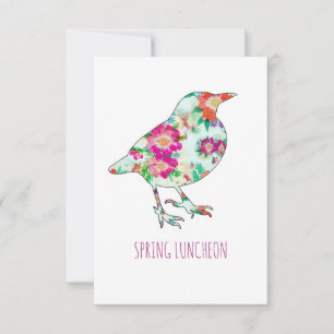 Whimsical Floral Bird Jährliches Mittagessen Einladung