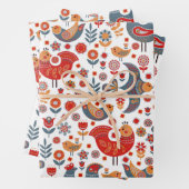 Whimsical Floral Birds Skandinavisches Wrapping Pa Geschenkpapier Set (Beispiel)