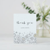 Whimsical Floral Blue Danke Postcard Postkarte (Stehend Vorderseite)