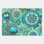 Whimsical Floral Blue Green Blume Decoupage Geschenkpapier Set (Vorderseite 2)