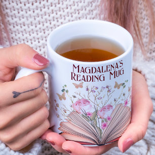Whimsical Floral Book Lover Bookname Reading Kaffeetasse
