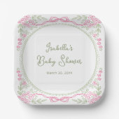 Whimsical Floral Bow Baby Shower  Pappteller (Vorderseite)