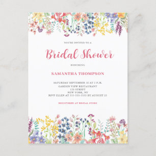 Whimsical Floral Bridal Dusche Einladung Postkarte