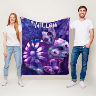 Whimsical Floral Bunny Rabbit Personalisiert Fleecedecke