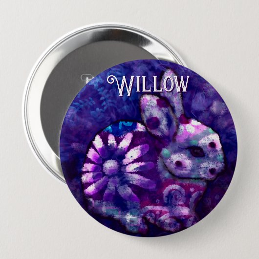 Whimsical Floral Bunny Rabbit Personalized Button (Vorne & Hinten)