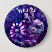Whimsical Floral Bunny Rabbit Personalized Button (Vorderseite)