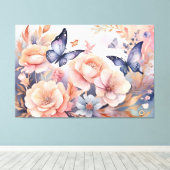Whimsical Floral Butterfells spielerisches Design Leinwanddruck (Insitu (Holzboden))