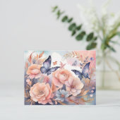 Whimsical Floral Butterfells spielerisches Design Postkarte (Stehend Vorderseite)