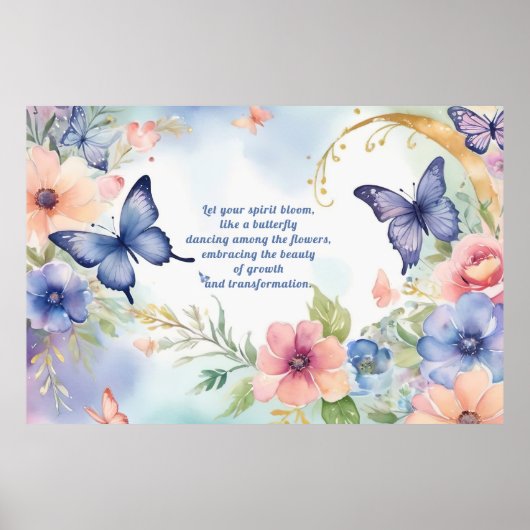 Whimsical Floral Butterfly Art Zeitlose Schönheit Poster (Vorne)