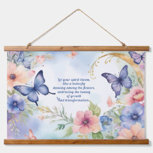 Whimsical Floral Butterfly Art Zeitlose Schönheit Wandteppich Mit Holzrahmen