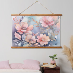 Whimsical Floral Butterfly Kunst, Dichtung und Mus Wandteppich Mit Holzrahmen