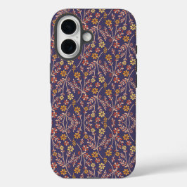 Whimsical Floral Design mit Reben auf violettem Hi iPhone 16 Hülle