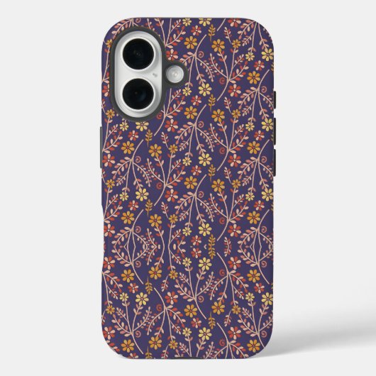 Whimsical Floral Design mit Reben auf violettem Hi Case-Mate iPhone Hülle (Rückseite)