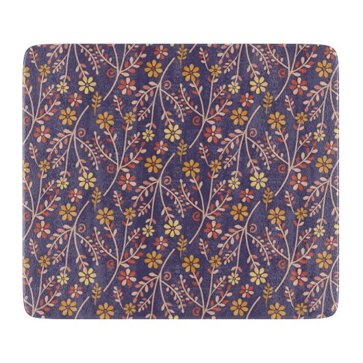 Whimsical Floral Design mit Reben auf violettem Hi Schneidebrett (Vorderseite)