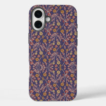 Whimsical Floral Design with Vines on Purple Back
