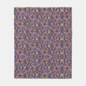 Whimsical Floral Design with Vines on Purple Back Fleecedecke (Vorderseite)