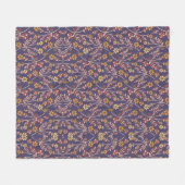 Whimsical Floral Design with Vines on Purple Back Fleecedecke (Vorderseite (Horizontal))