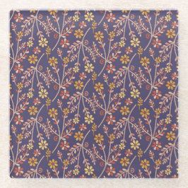 Whimsical Floral Design with Vines on Purple Back Glasuntersetzer