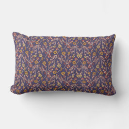 Whimsical Floral Design with Vines on Purple Back Lendenkissen