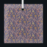 Whimsical Floral Design with Vines on Purple Back Ornament Aus Glas<br><div class="desc">Seamless floral pattern with pink,  orange,  and yellow flowers and vines on a dark purple background,  conveying a lively and whimsical feel.</div>