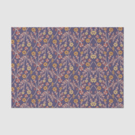 Whimsical Floral Design with Vines on Purple Back Seidenpapier