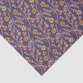 Whimsical Floral Design with Vines on Purple Back Seidenpapier (Ausschnitt)